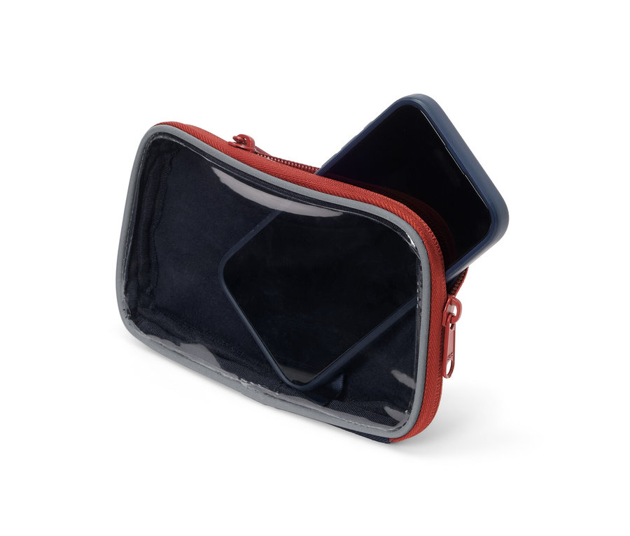 Multifunkcionális kis táska ablakkal fehér háttérrel.