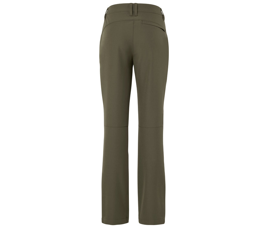 Hátulnézet egy olívazöld nadrágról.