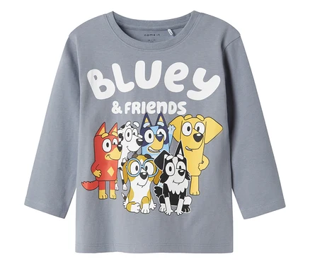 Szürke NAME IT hosszú ujjú póló »BLUEY« Bluey és barátai nyomattal.