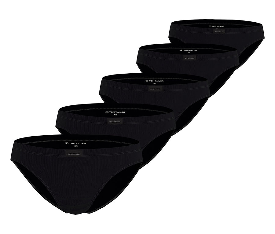 Öt fekete Tom Tailor »Colorado« alsó egymásra helyezve.