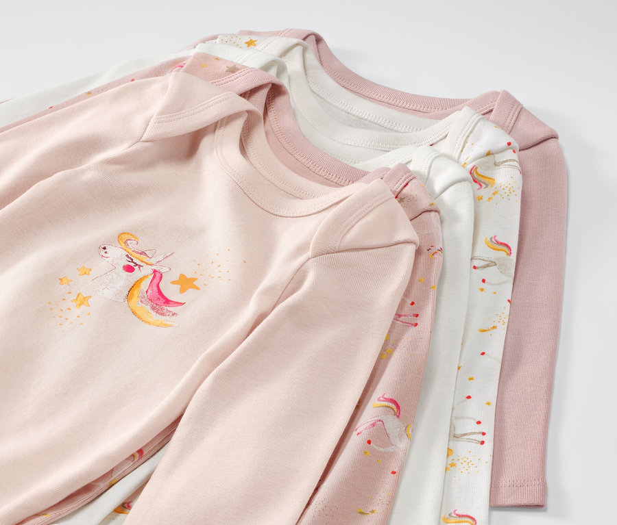 Öt kisgyerek body állítható hosszúsággal, unikornis.