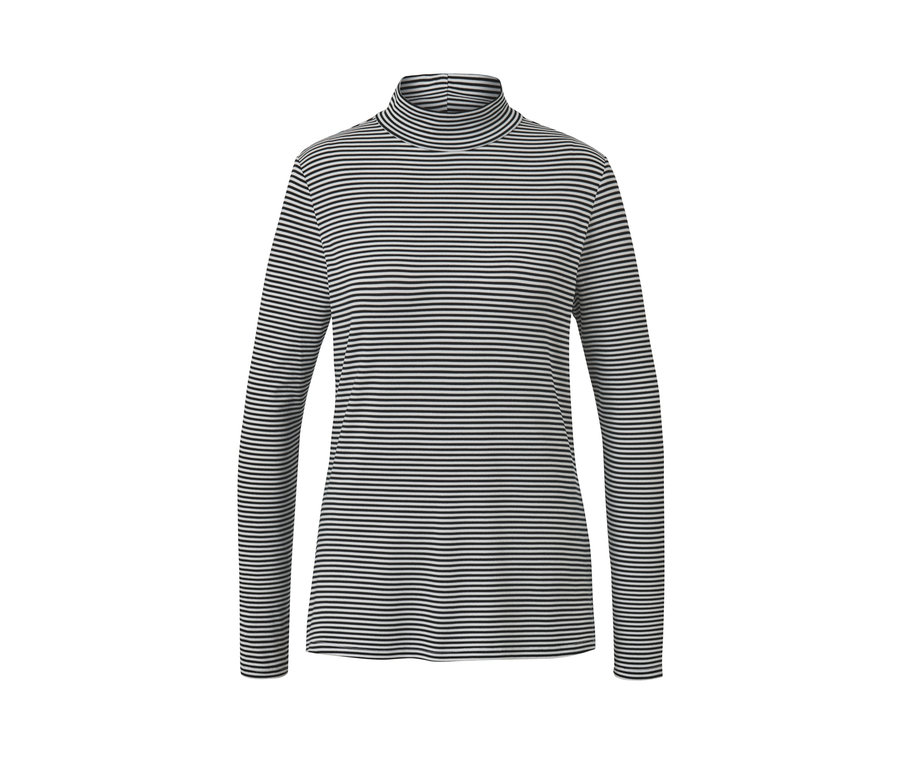 Állógalléros, csíkos pólóblúz.