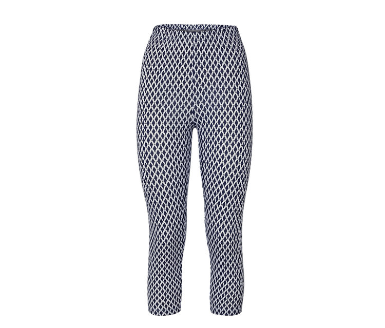 Női 3/4-es leggings, mintás, sötétkék.