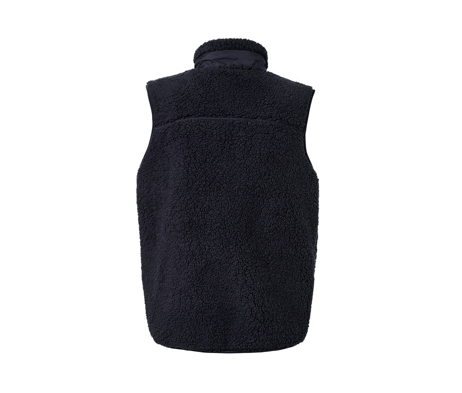 Sötétkék férfi plüssmellény.