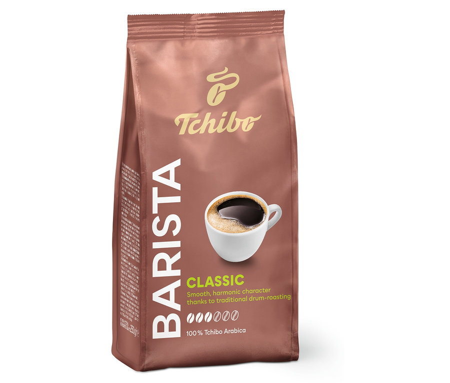 Egy csomag Tchibo Barista Classic 250g őrölt kávé.