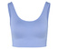 Közeli kép egy levendula színű, varrásmentes sportmelltartóról.