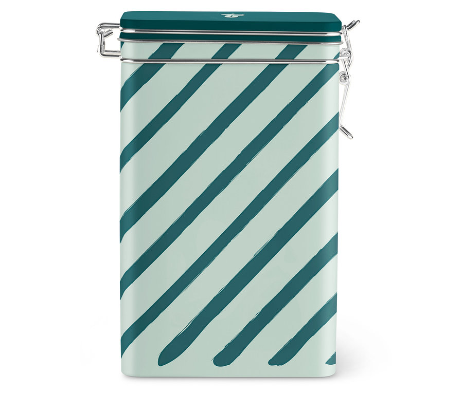 Csíkos kávésdoboz.