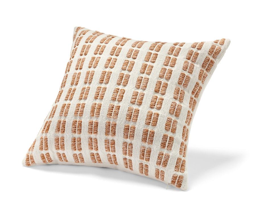 Csíkos, narancssárga/bézs díszpárna.