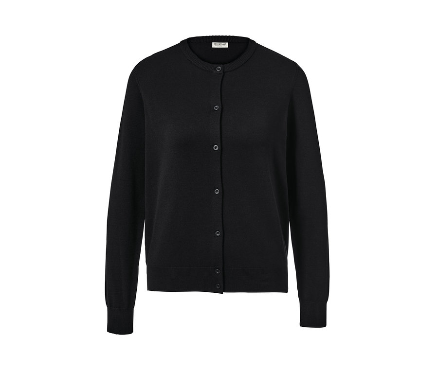 Fekete, gombos, finomkötésű kardigán.