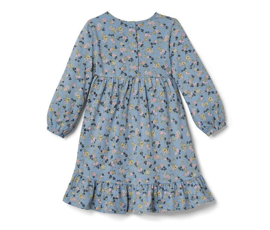 Virágmintás, világoskék kislány jersey ruha.
