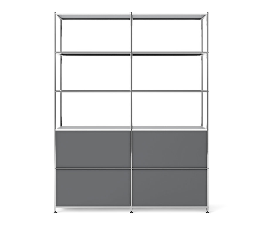 Szürke »CN3« magas fémpolc 4 lenyíló ajtós rekesszel.