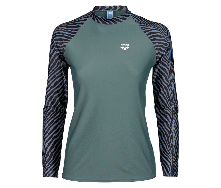 Zöld Arena hosszú ujjú póló zebra ujjakkal.