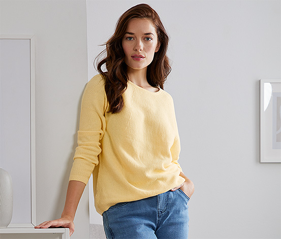 Női kötött pulóver, sárga