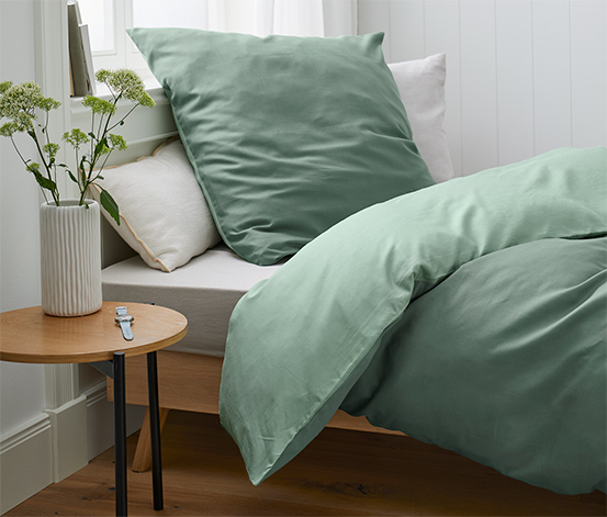 Kétoldalas pamut-Tencel ágynemű, zöld, egyszemélyes 