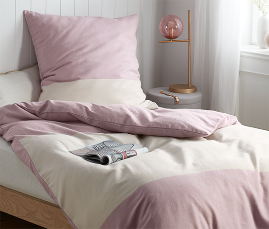Kétoldalas flanel ágynemű, rózsaszín/bézs, kétszemélyes