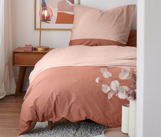 Kétoldalas perkál ágynemű, rózsaszín, egyszemélyes