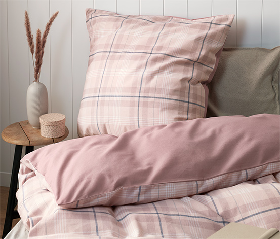 Kétoldalas pamutflanel ágynemű, rózsaszín, kétszemélyes