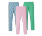 3 kislány leggings, világoskék/rózsaszín/zöld