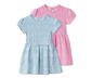 2 kislány ruha szettben, mintás, világoskék/rózsaszín