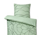 Kétoldalas pamut-Tencel ágynemű, virágos, zöld, egyszemélyes