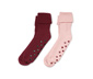 2 pár női zokni, csúszásgátló, bordó/rózsaszín