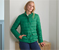 Női steppelt kabát, zöld