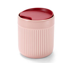 Porcelánbögre fedéllel, rózsaszín
