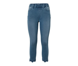 Női 7/8-os treggings, lyukhímzéssel, kék