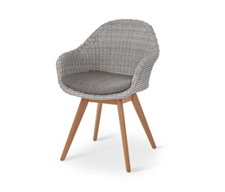 Kerti szék, polyrattan/eukaliptusz, szürke