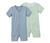 2 kisgyerek rövid pizsama szettben, kék/zöld