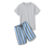 Férfi rövidnadrágos pizsama, csíkos/szürke