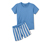 Lány rövidnadrágos pizsama, csíkos, kék