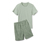 Férfi rövidnadrágos pizsama, kockás/zöld