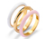 3 női gyűrű, aranyozott, fehér/rózsaszín