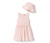 Kislány ruha, kalappal, kockás, rózsaszín