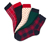 5 pár női zokni, mintás, sötétkék/piros/zöld