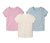 3 kislány póló szettben, rózsaszín/krém/világoskék