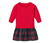 Kislány finomkötésű ruha, kockás/piros