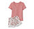 Női rövidnadrágos pizsama, virágos/rózsaszín