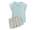 Női rövidnadrágos pizsama, mintás/világoskék