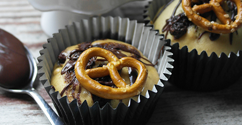 Nutellás muffin, sós pereccel
